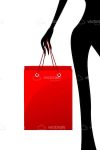 Abstract Female Silhouette with Red Shopping Bag